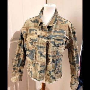 Free People Ladies Camo Jean Jacket L